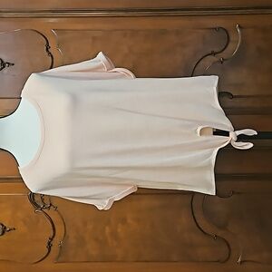 XL | Light Pink 'So' Tshirt | Rolled Short Sleeved | Front Tie